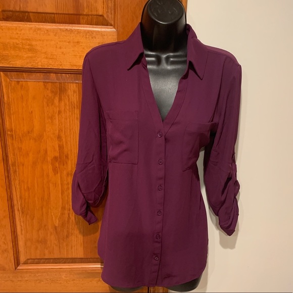 Express Tops - New Express portfolio purple slim blouse top M